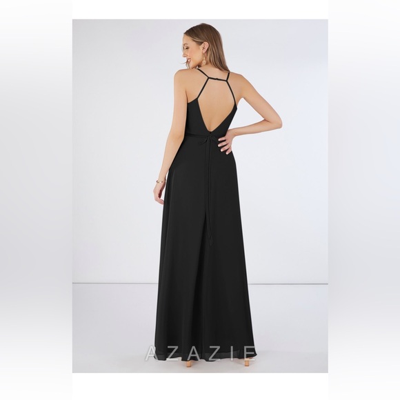 Azazie black bridesmaid dress in “Mandy” style! Chiffon material and size 16 - Picture 2 of 2